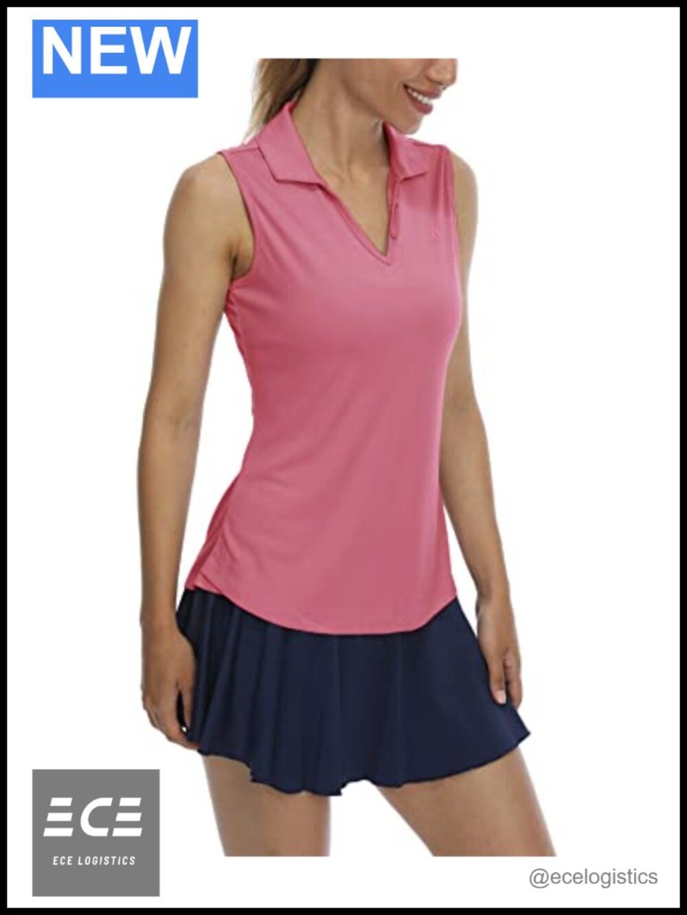 Sleeveless Polo Golf Shirt Quick Dry UV Protection V-Neck Collar Tennis Tank Top